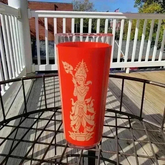 Other - (1) Vintage Culver Mandalay Hindu Goddess Glass Bar Cart Glassware